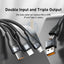 Baseus Flash Series Two-for-three Fast Charging Data Cable U+C to M+L+C - 1.2 Meters / 100W / Black