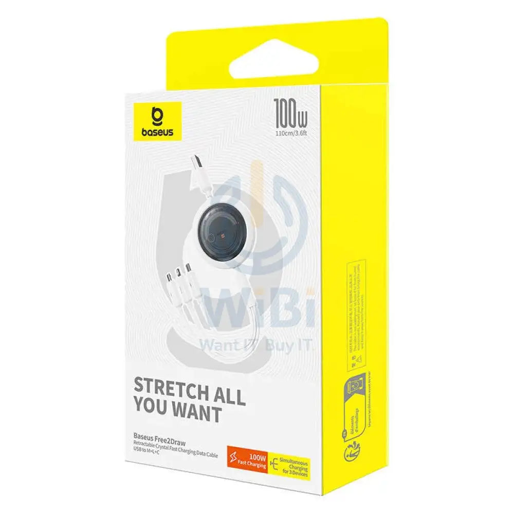 باسيوس شحن كابل  يو اس بي/ مايكرو يو اس بي  لايتننج  100 واط / 1.1 متر  أبيض اكسسوارات  كبلات