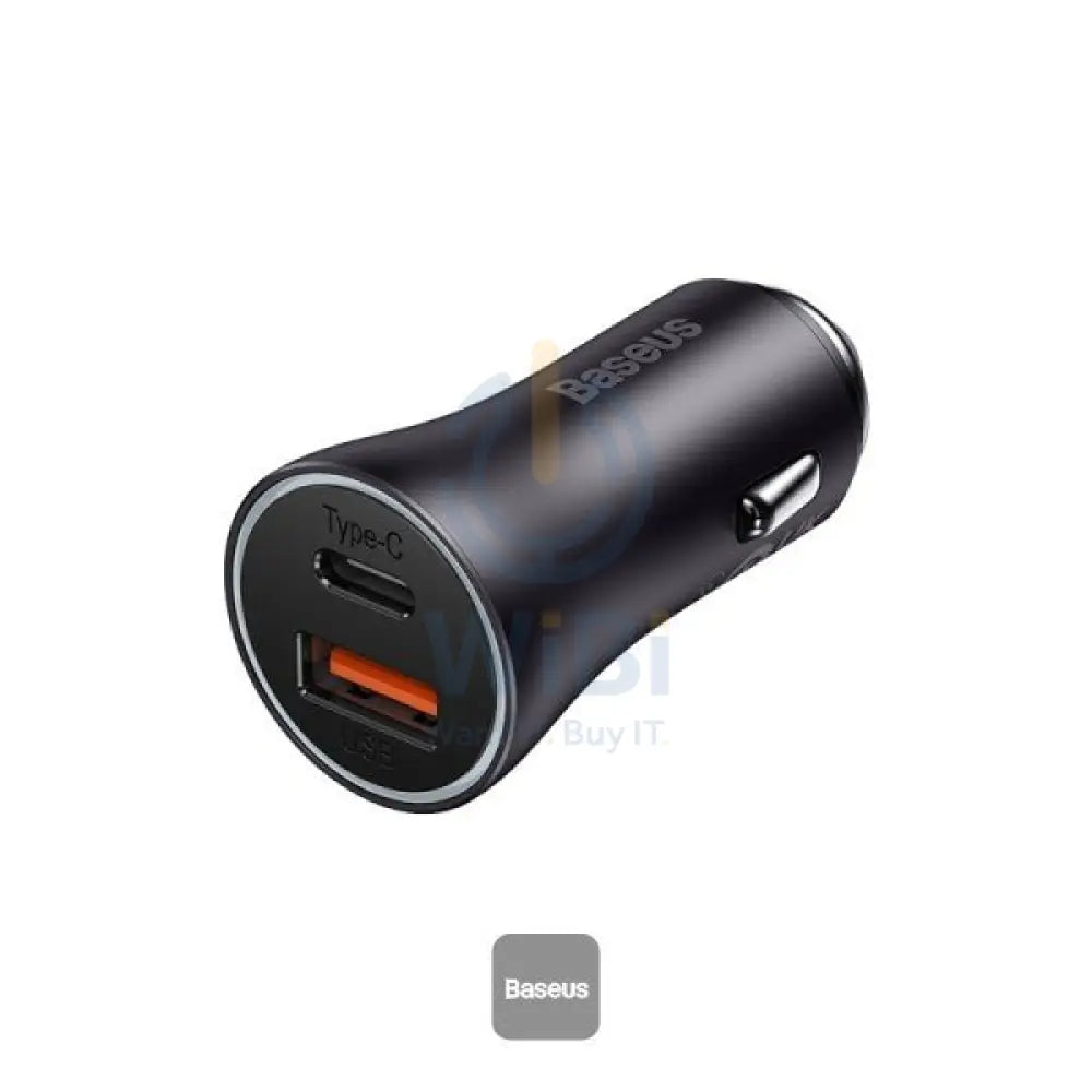 Baseus Golden Contactor Max Dual Fast Charger - Car Charger / U + C 60W / Dark Gray Accessories > Mobiles & Tablets >