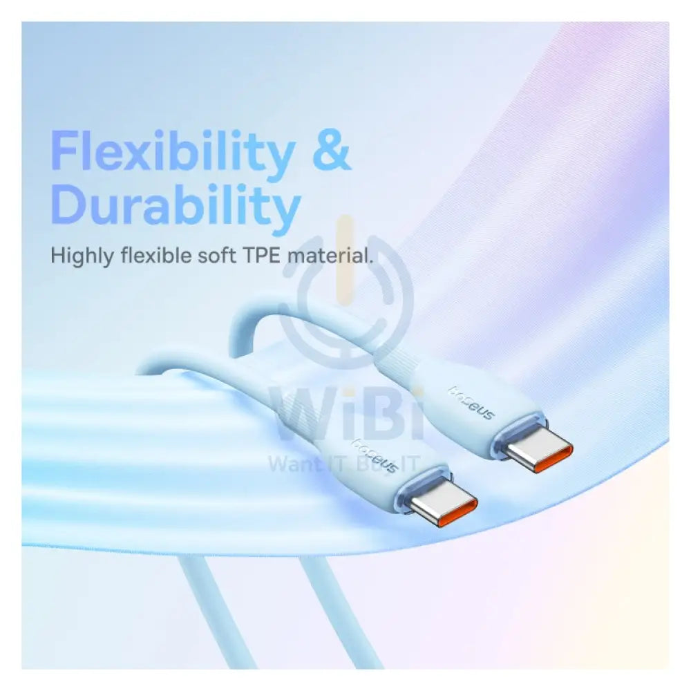 Baseus Pudding Series Fast Charging Cable - Type-C / 1.2 Meter / 100W / Galaxy Blue Accessories > Cables & Converters >