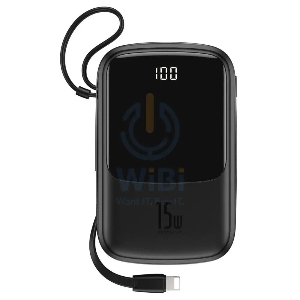 Baseus Q Pow Digital Display Power Bank with Lightning iphone Cable - 3A / 20000mAh / Black Accessories > Power Bank