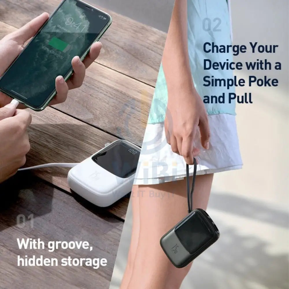 Baseus Q Pow Digital Display Power Bank with Lightning iphone Cable - 3A / 20000mAh / Black Accessories > Power Bank