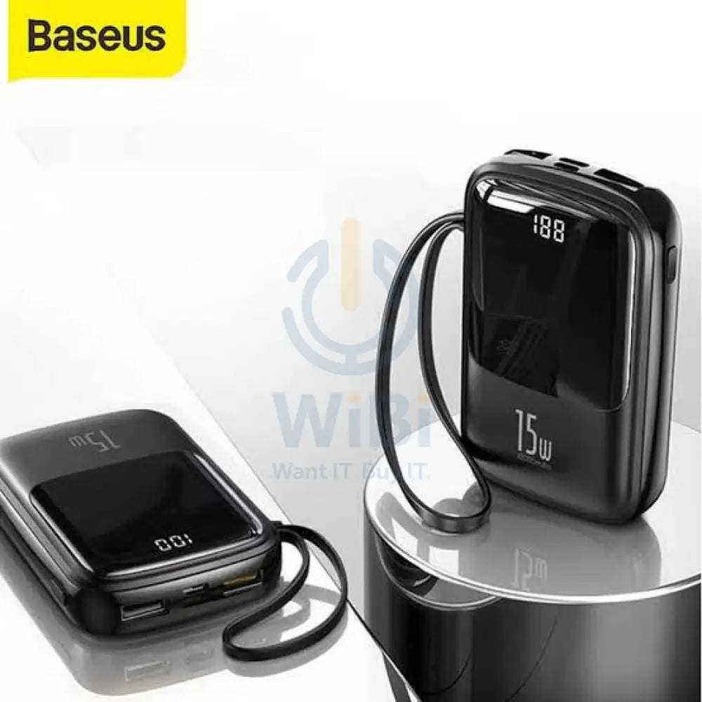 Baseus Q Pow Digital Display Power Bank with Lightning iphone Cable - 3A / 20000mAh / Black Accessories > Power Bank