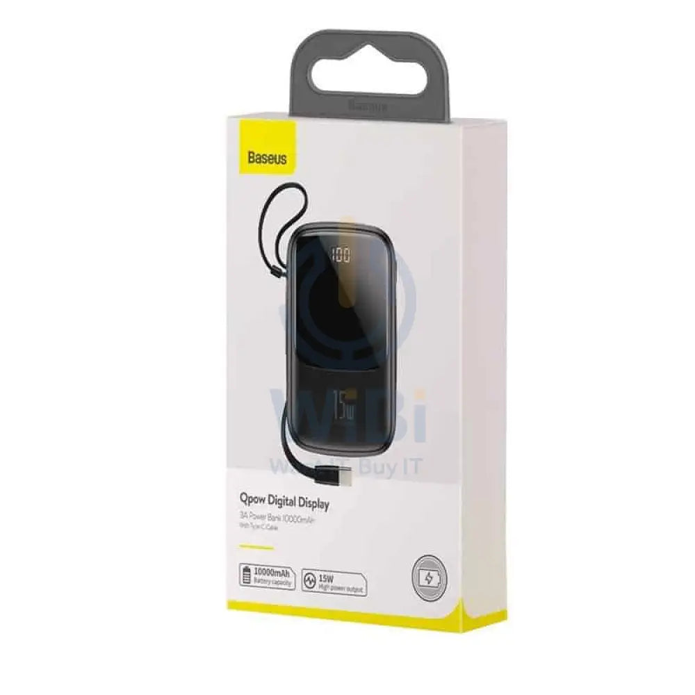 Baseus Q Pow Digital Display Power Bank with Lightning iphone Cable - 3A / 20000mAh / Black Accessories > Power Bank