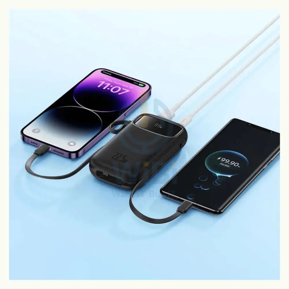 Baseus Qpow 2 Dual-Cable Digital Display Fast Charge Power Bank - 20000mAh / 22.5W / Cluster Black Accessories > Power