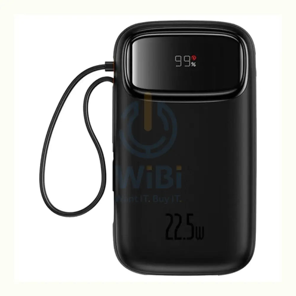 Baseus Qpow 2 Dual-Cable Digital Display Fast Charge Power Bank - 20000mAh / 22.5W / Cluster Black Accessories > Power