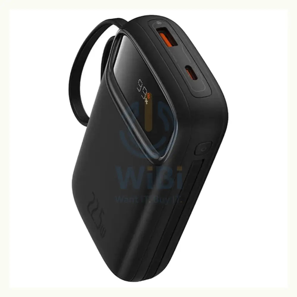 Baseus Qpow 2 Dual-Cable Digital Display Fast Charge Power Bank - 20000mAh / 22.5W / Cluster Black Accessories > Power