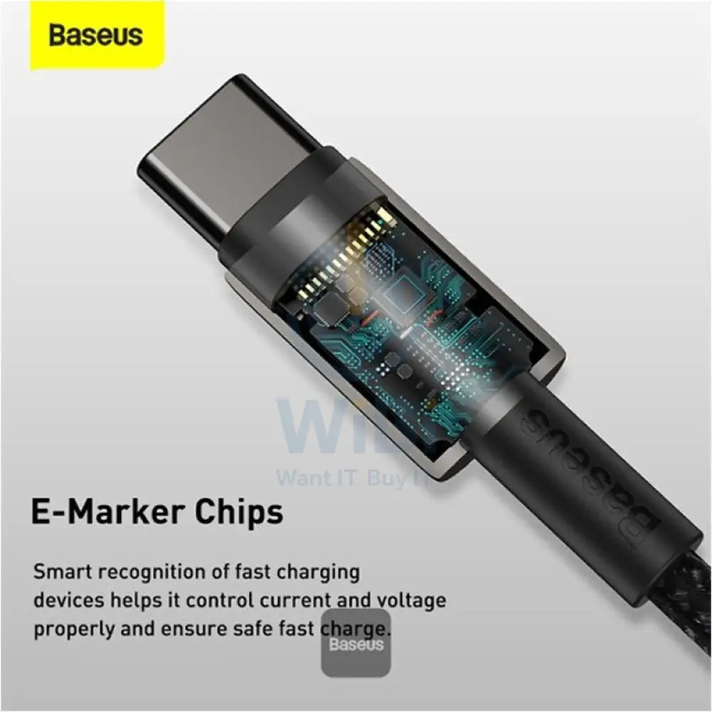 Baseus Tungsten Gold Fast Charging Data Cable - Type-C / 100W / 1Meter / Black Accessories > Cables & Converters >