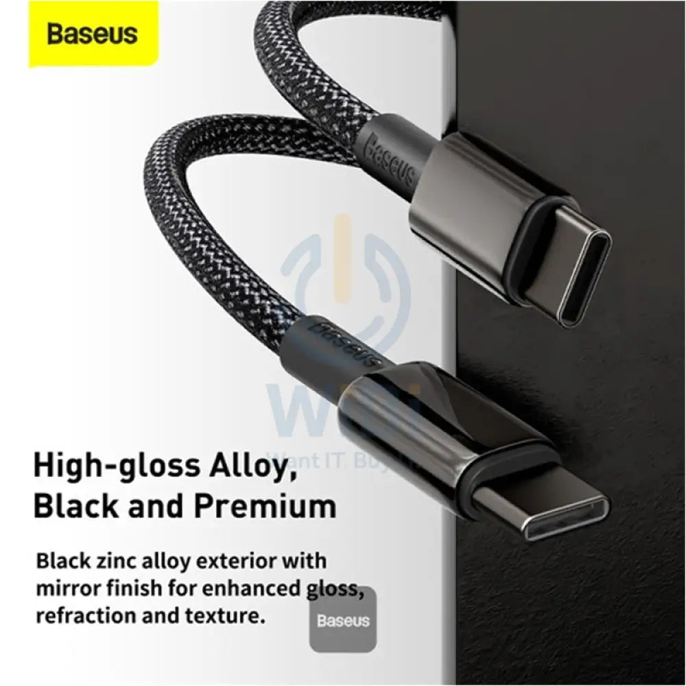 Baseus Tungsten Gold Fast Charging Data Cable - Type-C / 100W / 1Meter / Black Accessories > Cables & Converters >