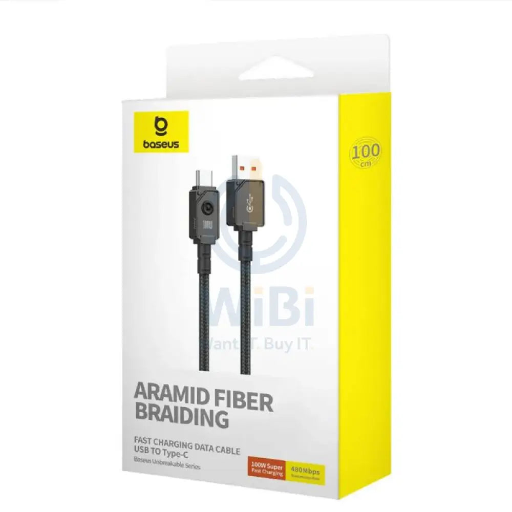 Baseus Unbreakable Series Fast Charging Data Cable - USB-A / USB-C / 1 Meter / 100W / Cluster Black Accessories >