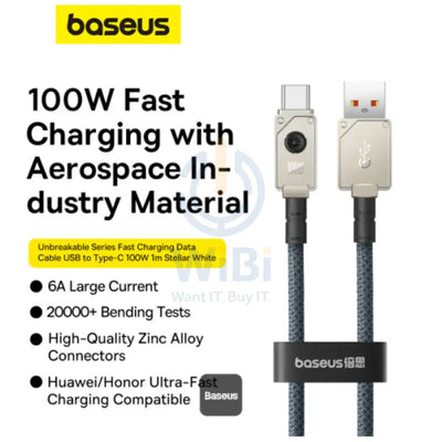 Baseus Unbreakable Series Fast Charging USB to Type-C Cable - 1 Meter / 100W / Stellar White Accessories > Cables &