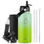 Buzio Duet Series Water Bottle with 2 Lids and Sleeve 1L - Gradient Green