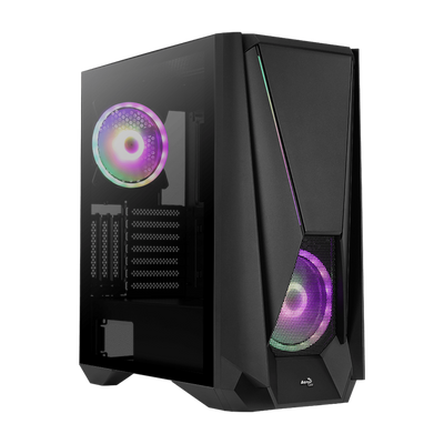 Aerocool Visor-G-BK-V1 / ARGB Fan x 2-Glass Edition-Black