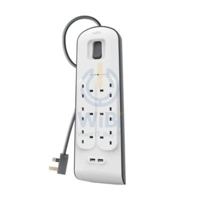 Belkin 6 Way Surge Protection Strip - 18W / 2 Meter / USB-A / USB-C / White Accessories > Power > Power Protection >
