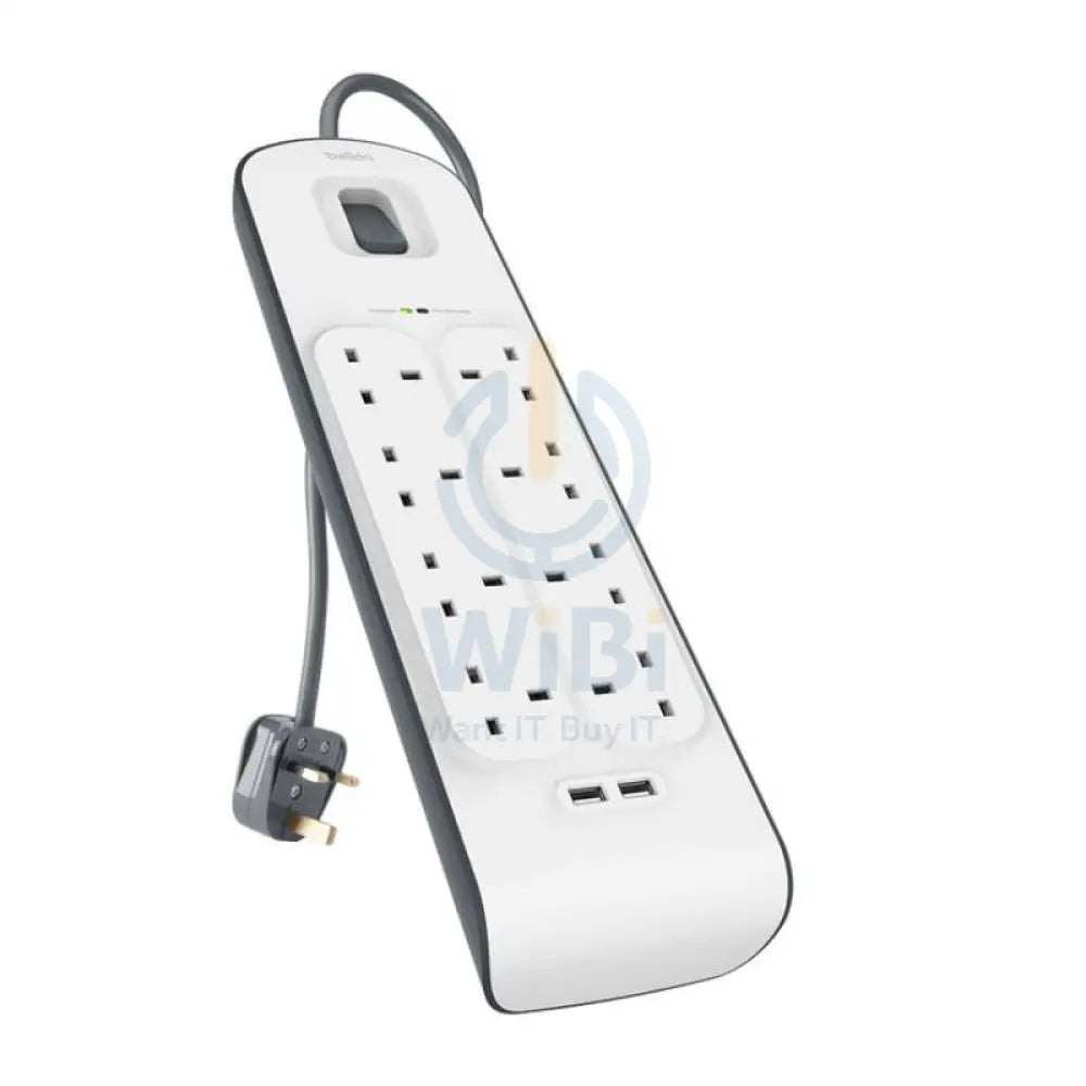 Belkin 8 Way Surge Protection Strip - 18W / 2 Meter / USB-A / USB-C / White Accessories > Power > Power Protection >
