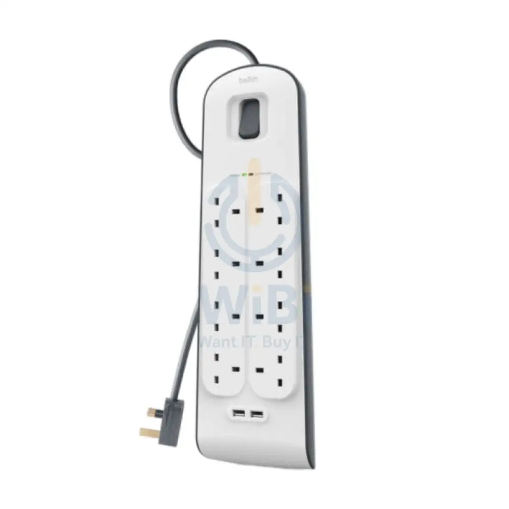 Belkin 8 Way Surge Protection Strip - 18W / 2 Meter / USB-A / USB-C / White Accessories > Power > Power Protection >