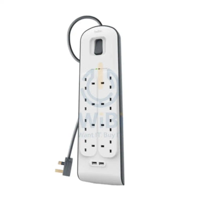 Belkin 8 Way Surge Protection Strip - 18W / 2 Meter / USB-A / USB-C / White Accessories > Power > Power Protection >