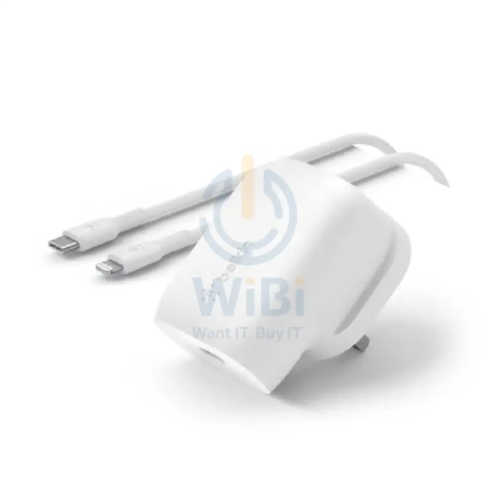 بيلكين حائط شاحن مع كابل - 1 متر / 30 واط / يو اس بي/ لايتننج  أبيض اكسسوارات >محولات طاقة