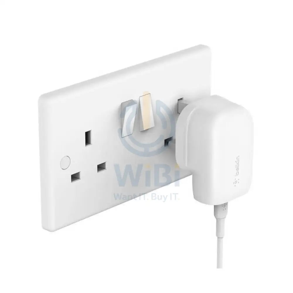 بيلكين حائط شاحن مع كابل - 1 متر / 30 واط / يو اس بي/ لايتننج  أبيض اكسسوارات >محولات طاقة