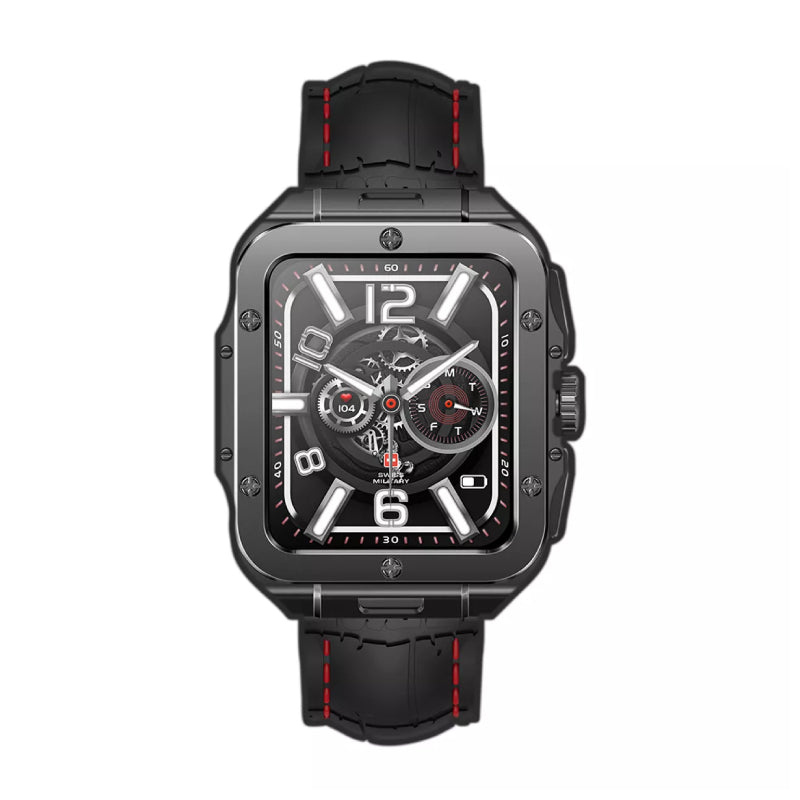 Swiss Military Smart Watch With GunFrame Black Silicon Strap