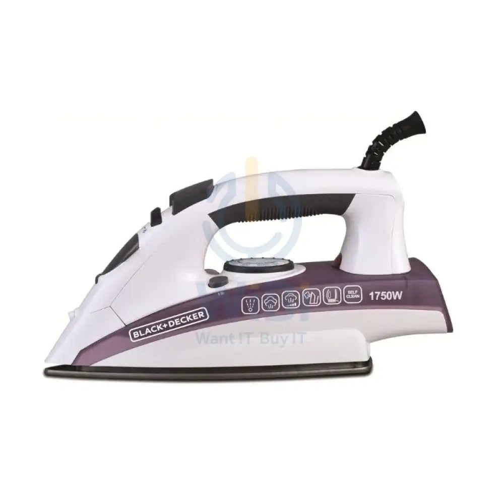 Black + Decker X1750-B5 Steam Iron - 1750 Watts / Non-Stick Soleplate Accessories > Smart Devices