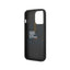 BMW iPhone 14 Pro M Collection Quilted PU Carbon Case with Hot Stamped Tricolor Stripe & Metal Logos - Black