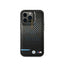 BMW iPhone 14 Pro Max M Collection PU Carbon Case with Bottom Horizontal Blue Line - Black Accessories > Mobiles &