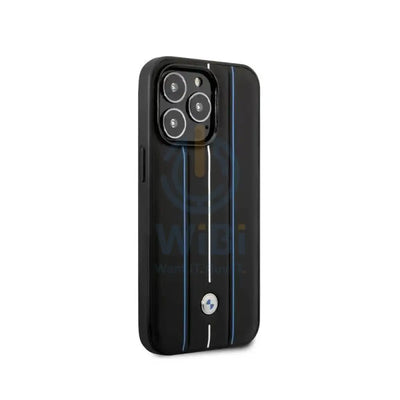 BMW iPhone 14 Pro Max Signature Collection Genuine Leather Case with Hot Stamp Lines - Black Accessories > Mobiles &