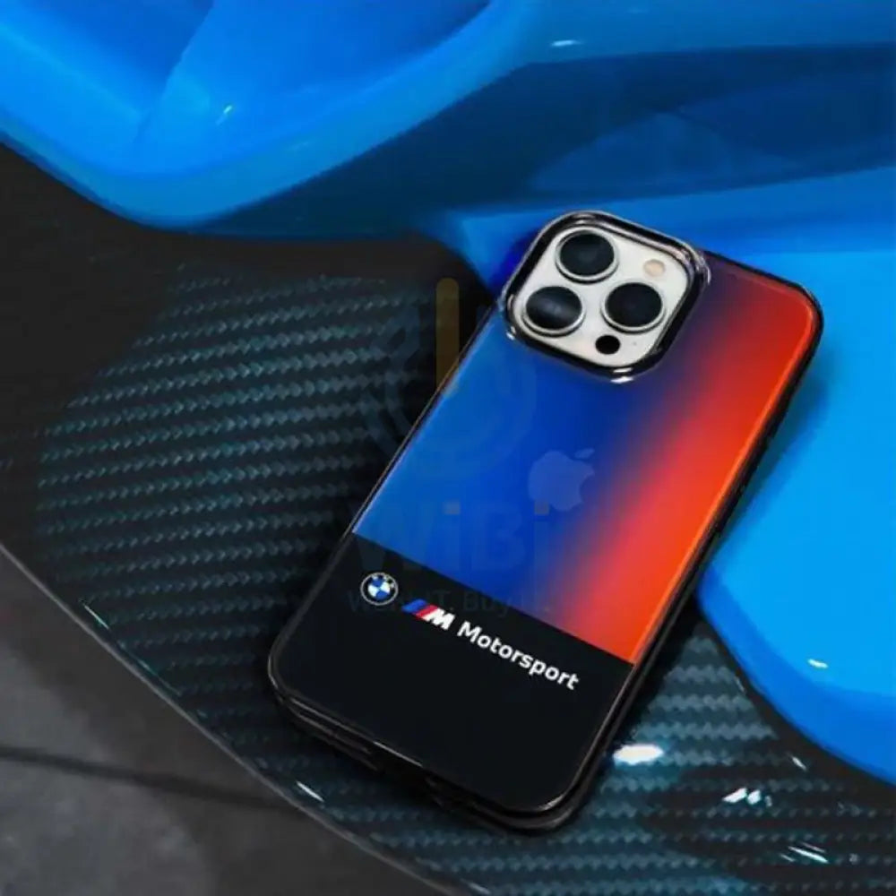 BMW iPhone 14 Pro Motorsport Collection PC/TPU IML Case with Printed Middle Tricolor Fading Stripe - Black Accessories