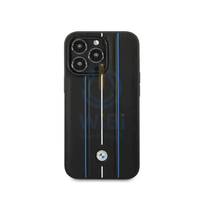 BMW iPhone 14 Pro Signature Collection Genuine Leather Case with Hot Stamp Lines - Black Accessories > Mobiles &
