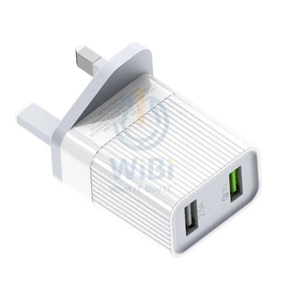 Borofone BA39B Dual USB Wall Charger - 100-240V / USB / Micro USB / White