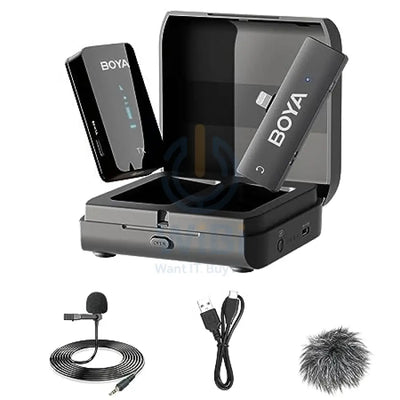 BOYA 2.4GHz Wireless Microphone for mobile device like smartphone PC tablet (1transmitter + 1receiver with Lightning