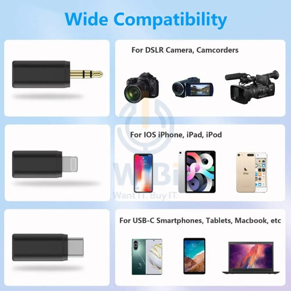 BOYA BOYALINK 2-Person All-in-One Wireless Microphone System - 2.4 GHz / WiFi / Type-C / Lighting / 3.5mm Jack - Black