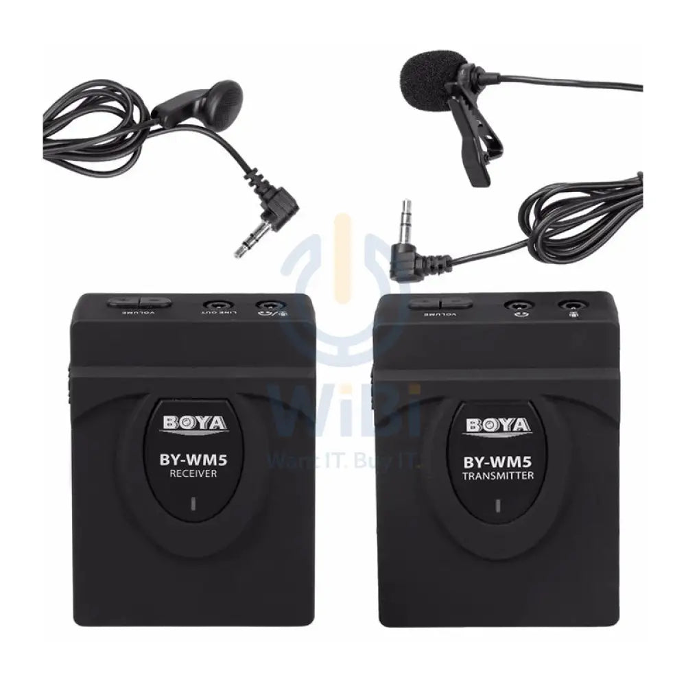 BOYA BY-WM5 Wireless Lavalier Microphone System Kit - 2.4GHz / 3.5mm Jack / Wireless - Black Accessories > Audio >