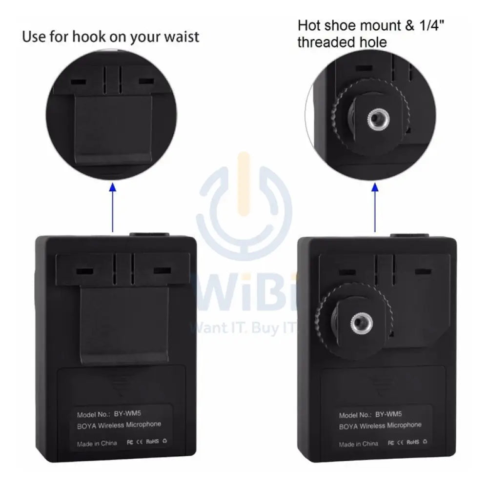 BOYA BY-WM5 Wireless Lavalier Microphone System Kit - 2.4GHz / 3.5mm Jack / Wireless - Black Accessories > Audio >