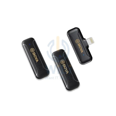 BOYA Smallest 2.4Ghz Wireless Microphone with Lightning connector for iOS device(2TX + 1RX) - Black Accessories > Audio