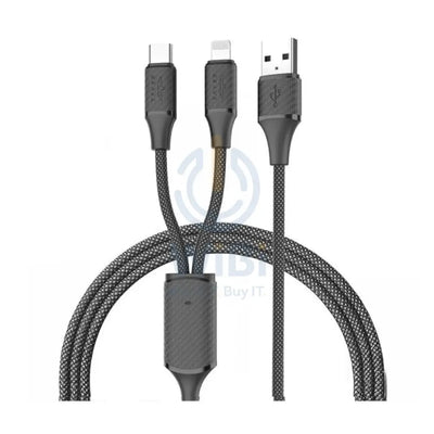 BRAVE 2-in-1 Fast Charging Data Cable - 6A / 1.2 Meter / USB-A / USB-C / Lightning / Black Accessories > Cables &