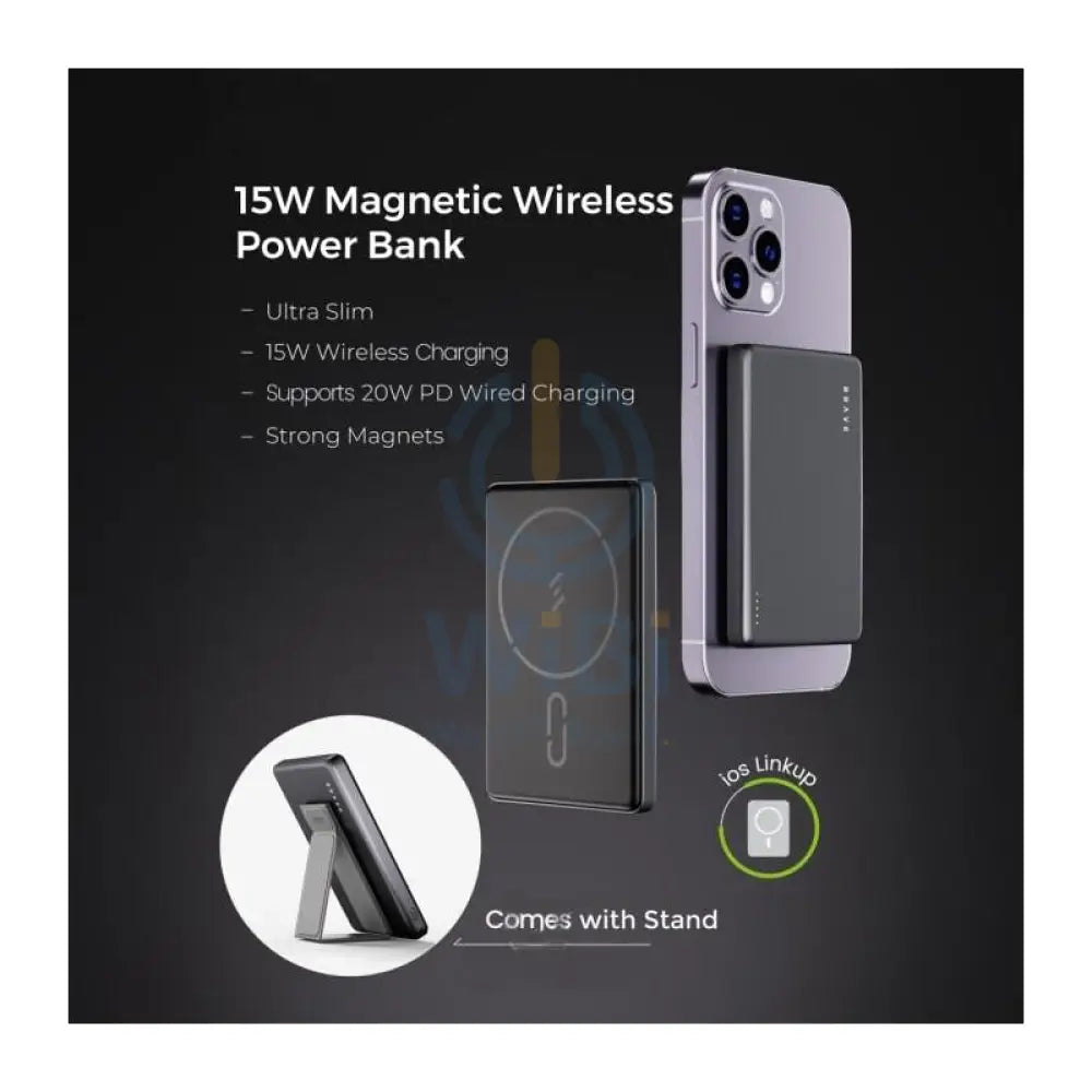 BRAVE Ultra Slim Magnetic Wireless Power Bank With Stand - 10000mAh / 15W / USB-C / Grey Accessories > Power Bank