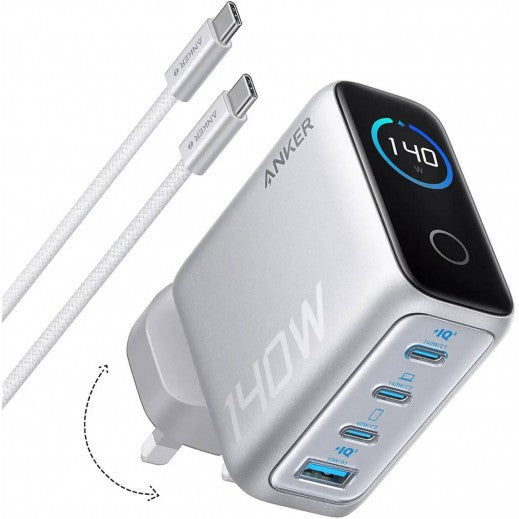 Anker 4 Port PD 3.1 Charger with USB-C Cable - 140W / Silver