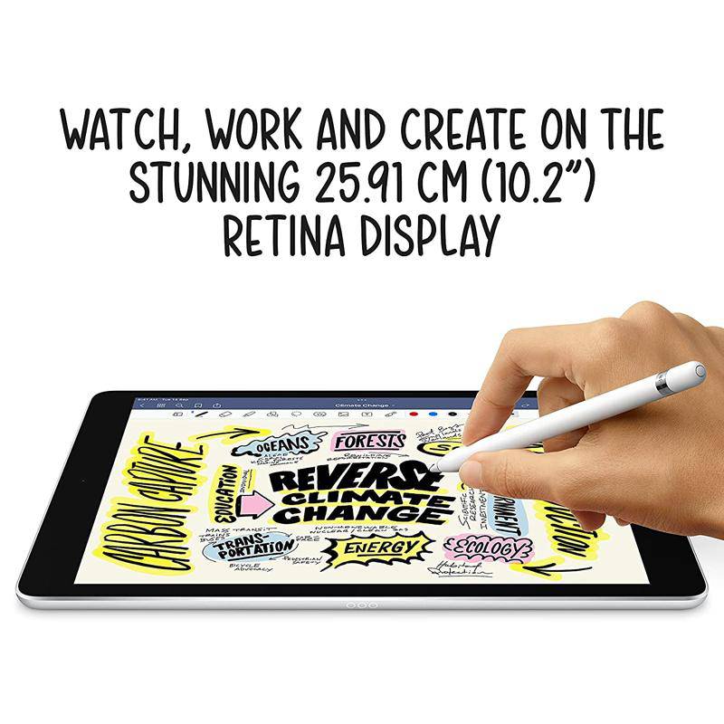 ابل ايباد ( الجيل التاسع) - رقاقة A13 بيونيك / 64 جيجابايت / 10.2 بوصة ريتينا / واي-فاي / خلوي / ضمان سنة / فضي