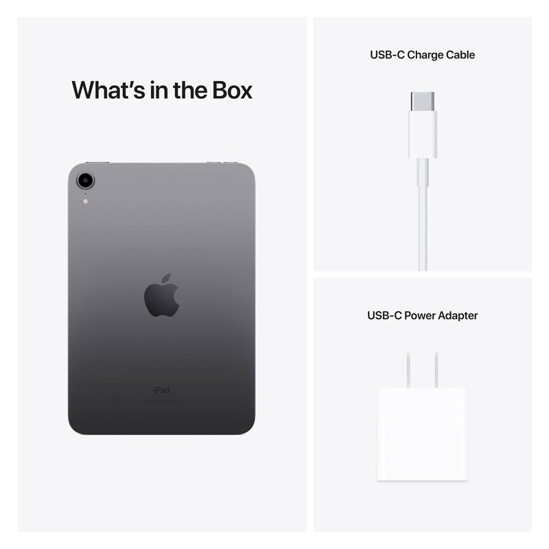 ابل ايباد ميني ( الجيل السادس) - شريحة A15 بيونيك / 256 جيجابايت / 8.3 بوصة ريتينا / واي-فاي / خلوي / ضمان سنة / رمادي فلكي