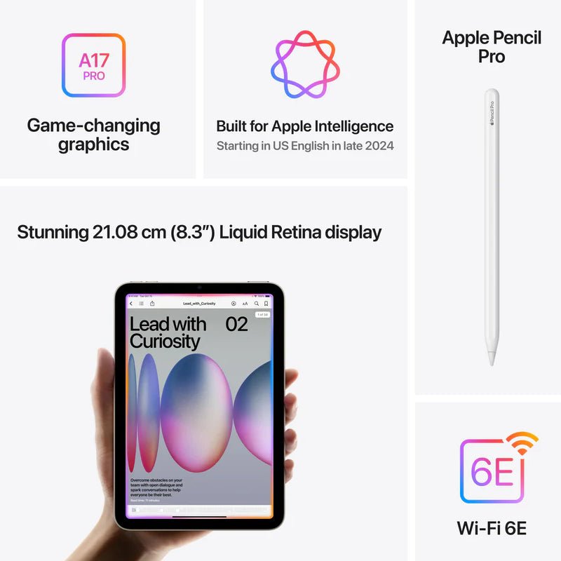 ابل ايباد ميني A17 برو (2024) / 8.3 بوصة / 256 جيجابايت / واي فاي / أزرق هواتف  أزرق  تابلت
