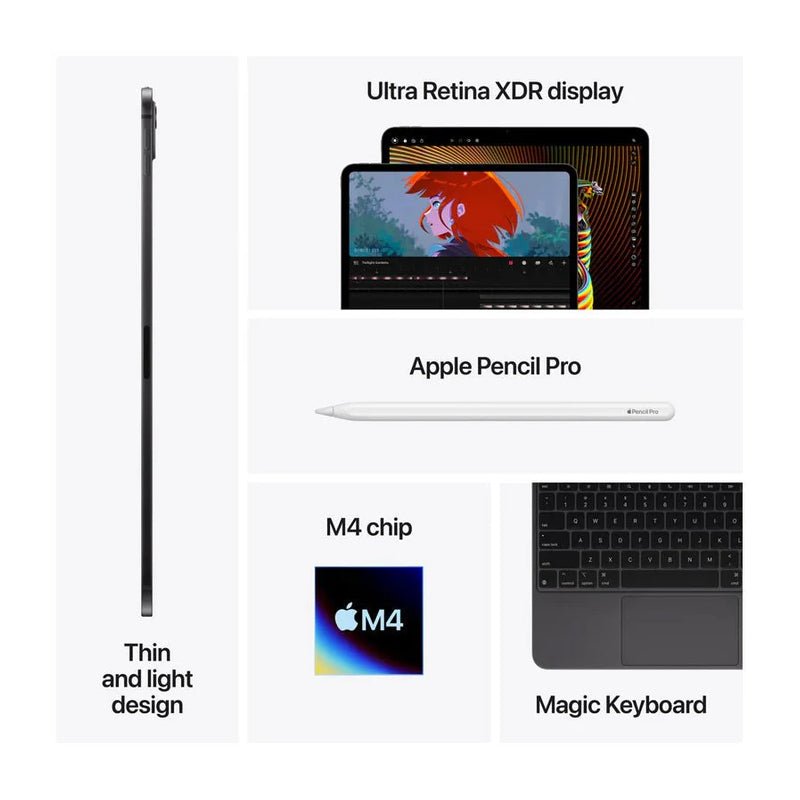 Apple iPad Pro (2024) M4 13 inch / 512GB - Wifi - Space Black + Apple Pencil Pro (2024) - White + ESR  iPad Pro 13" Shift Magnetic Case - Black - Bundle Offer