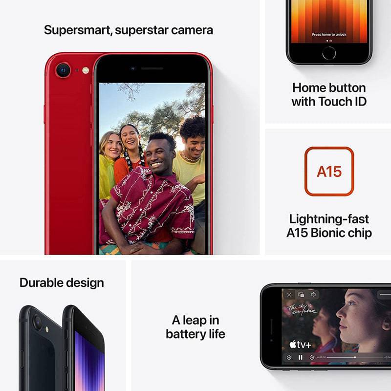 ابل ايفون SE 3 الجيل  3 الجيل - 256 جيجابايت / 4.7 بوصة ريتينا / واي-فاي / 5جي  أسود  /لون  أسود  - هاتف