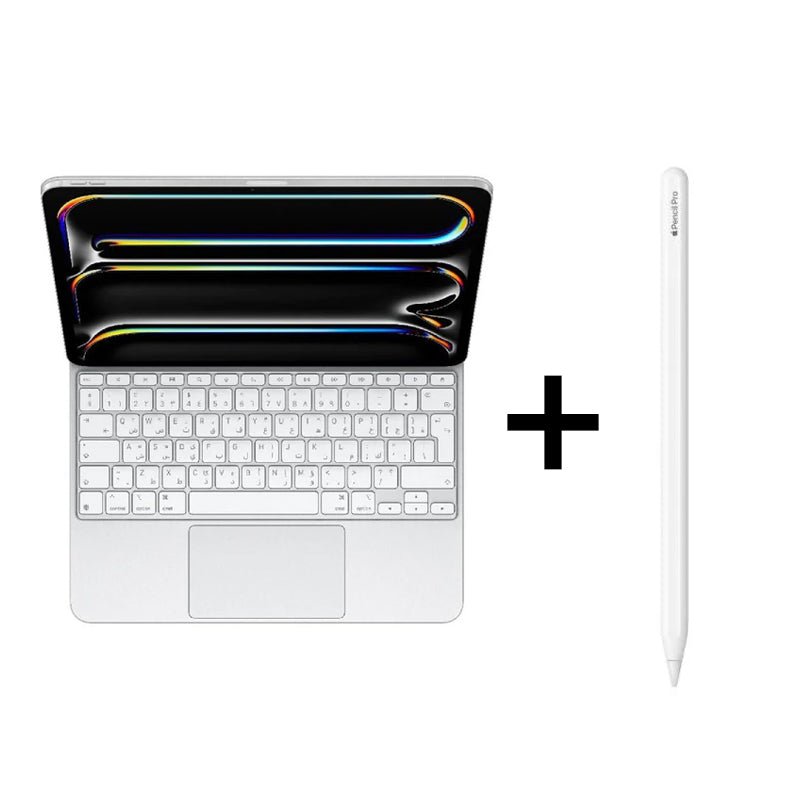 Apple Magic Keyboard - iPad Pro 13 M4 (2024) / English / Arabic / White - Keyboard + Apple Pencil Pro (2024) - White - Bundle Offer