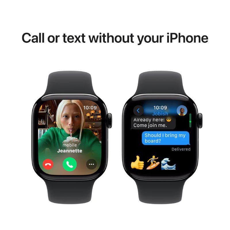 Apple Watch Series 10 with Sport Band - LTPO OLED / 64GB / 42mm / Medium/Large / Bluetooth / Wi-Fi / Cellular / Jet