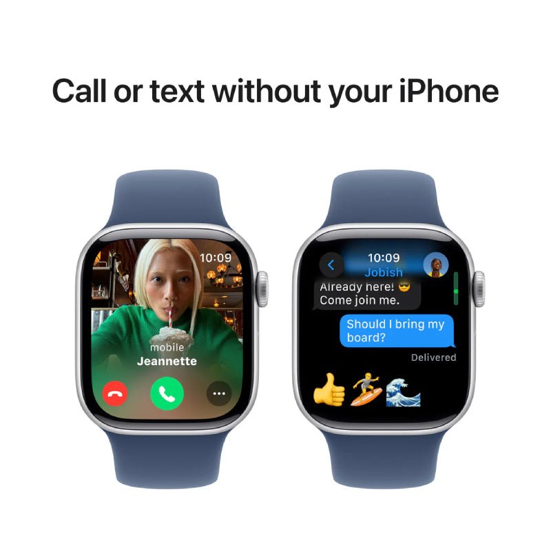 Apple Watch Series 10 with Sport Band - LTPO OLED / 64GB / 42mm / Small/Medium / Bluetooth / Wi-Fi / Cellular / Denim