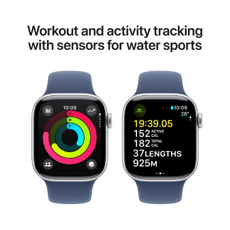 Apple Watch Series 10 with Sport Band - LTPO OLED / 64GB / 42mm / Small/Medium / Bluetooth / Wi-Fi / Cellular / Denim