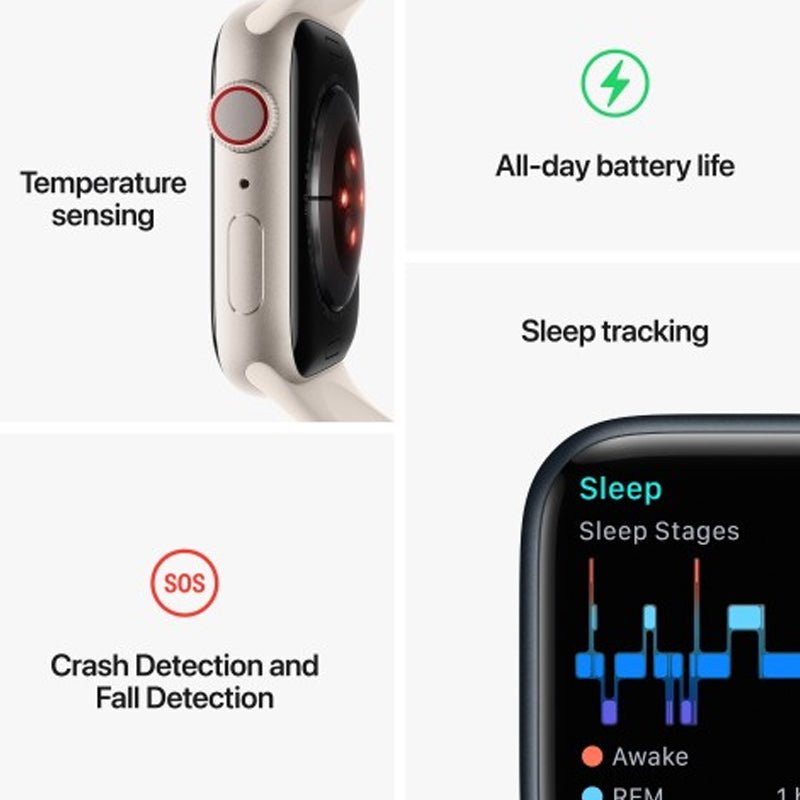 Apple Watch Series 8 - OLED / 32GB / 45mm / Bluetooth / Wi-Fi / Cellular / Starlight