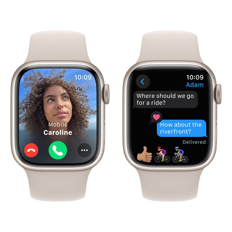 Apple Watch Series 9 with Sport Band - LTPO OLED / 64GB / 41mm / Medium/Large / Bluetooth / Wi-Fi / Cellular / Starlight